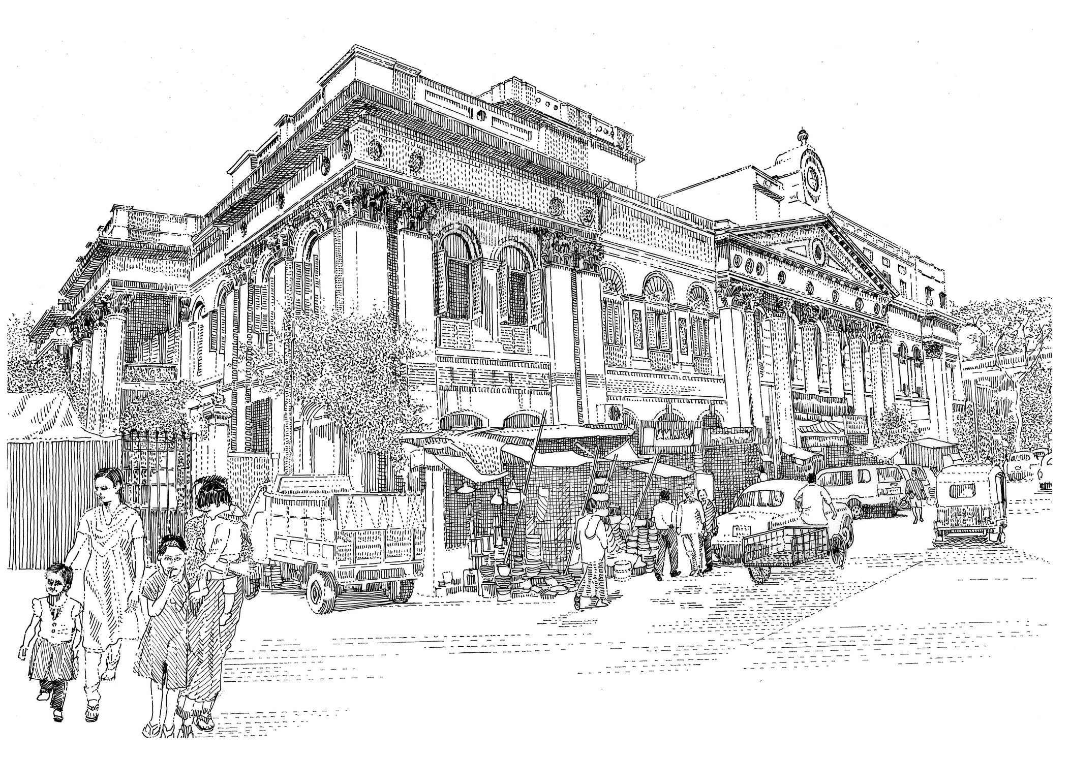 Fig 4: Retention and revitalisation of the old neo-classical mansions along Chitpore Road, new renamed Rabindra Savani, in Calcutta