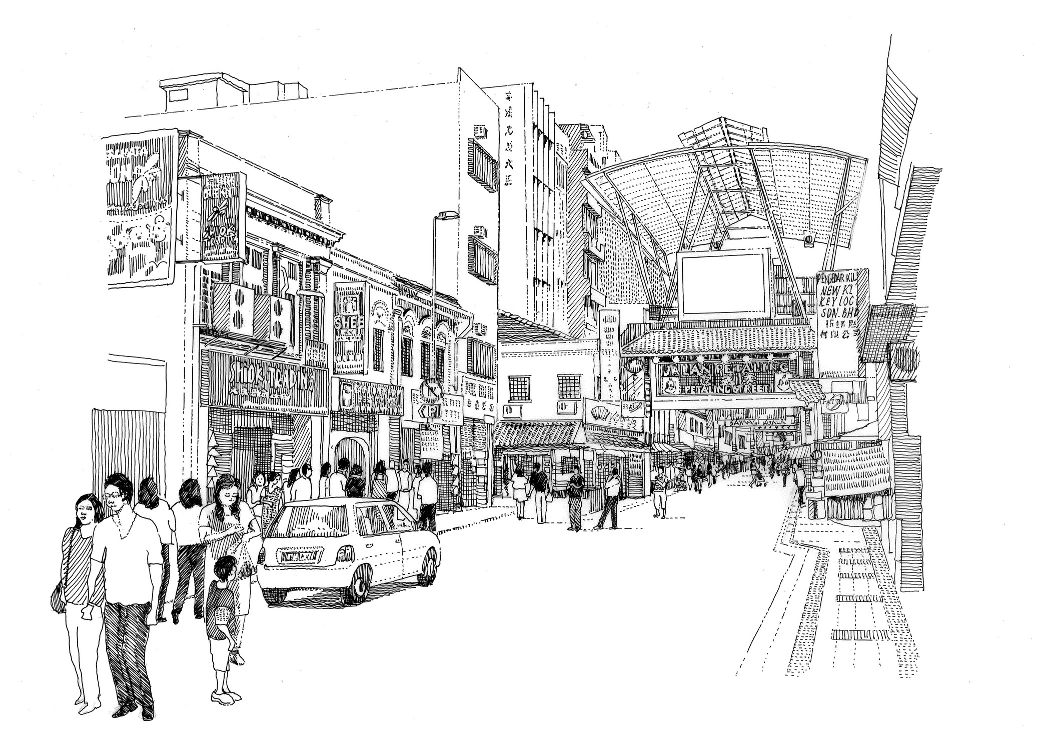 Fig 15: Jalan Petaling, part of the shophouse street in the old Chinese quarter of Kuala Lumpur now revitalised as a street bazaar